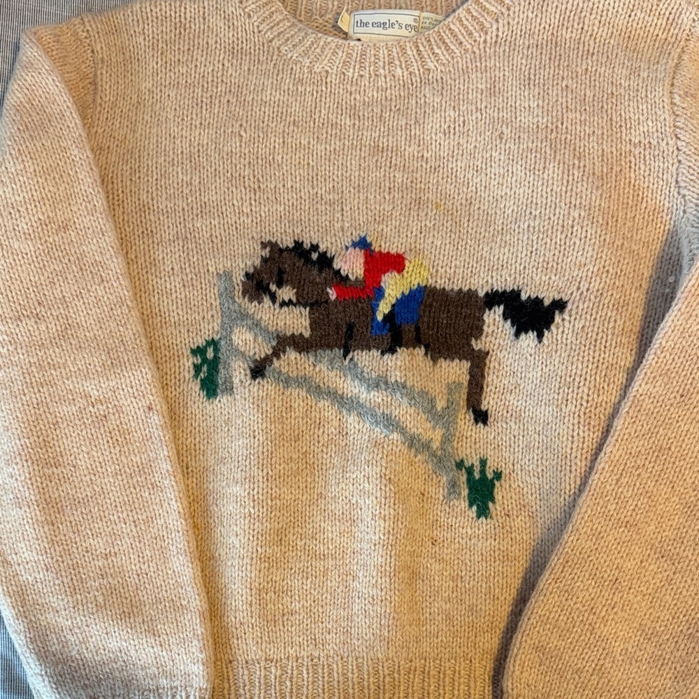Vintage eagle’s eye hand knit wool jockey sweater - Picture 2 of 7